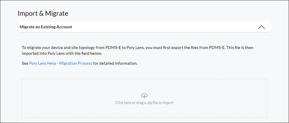 Poly Lens Import &amp; Migrate page