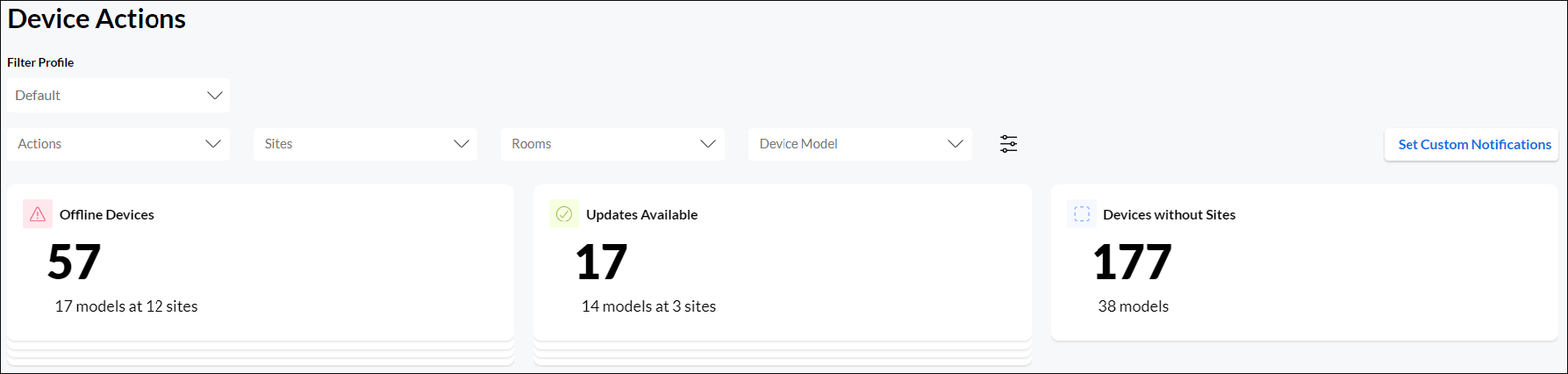 Device Actions page