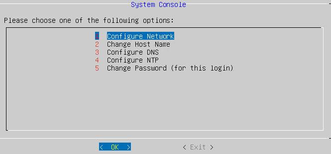 VM interface System Console
