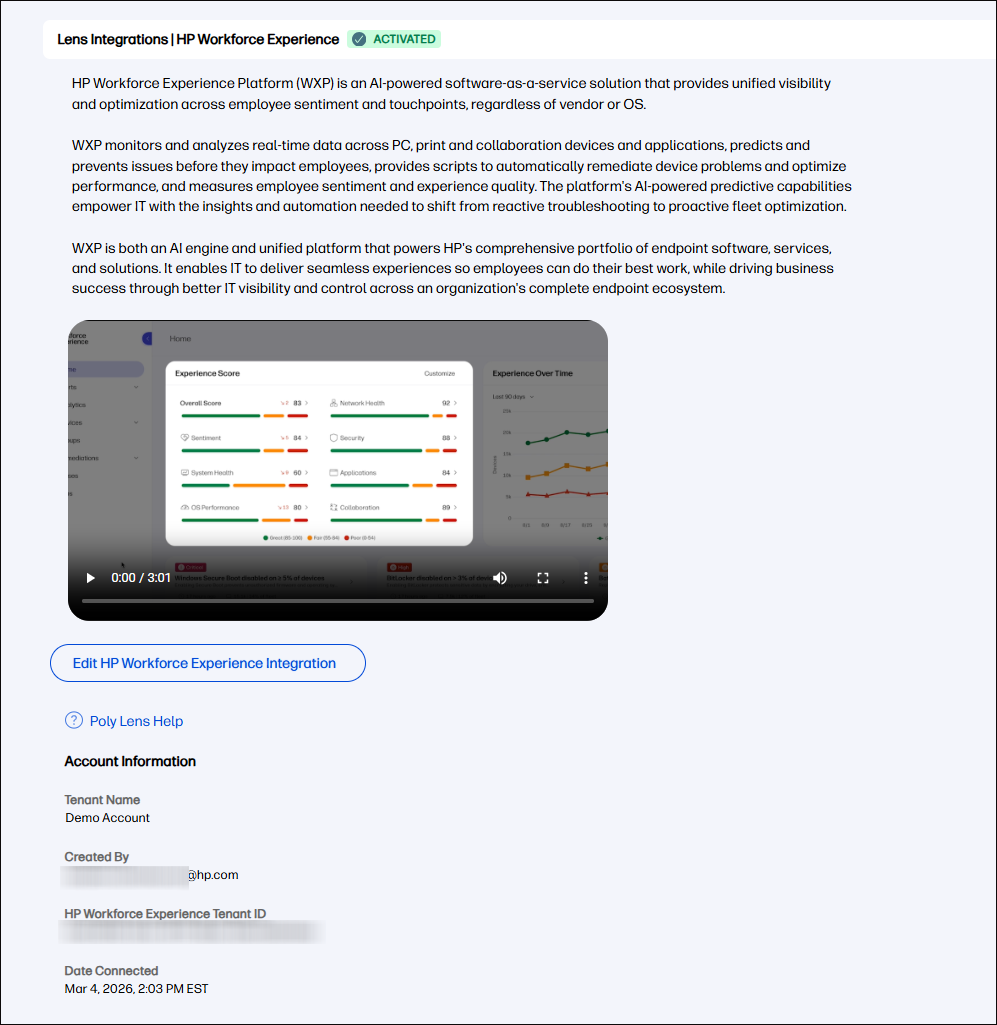 Poly Lens Cloud WXP Integration information